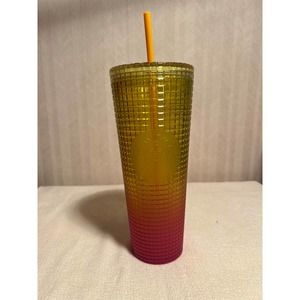 Starbucks Cold Cup Tumbler Venti 24 oz Summer 2022 Lemon Pink Gradient
